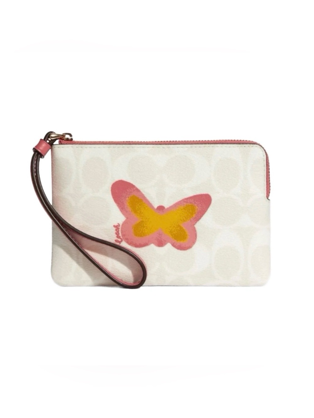 Coach Butterfly Signature Corner Zip Wristlet